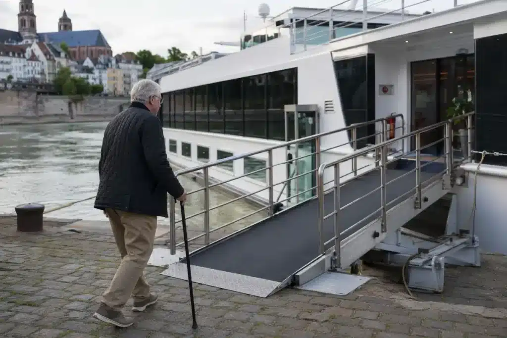 Accessible gangway for river cruise for seniors over 60