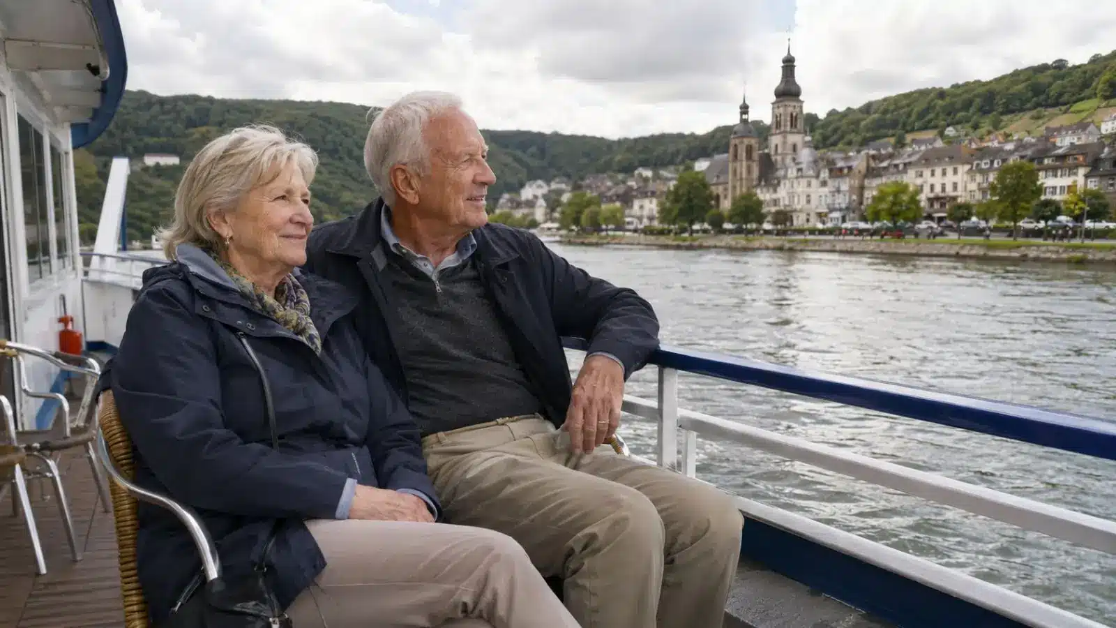 Senior couple enjoying river cruise for seniors over 60