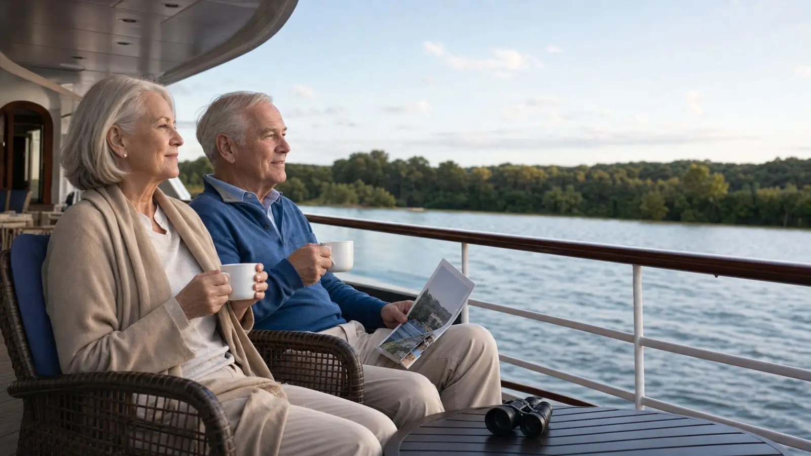 american cruise lines reviews for seniors on a quiet river cruise deck