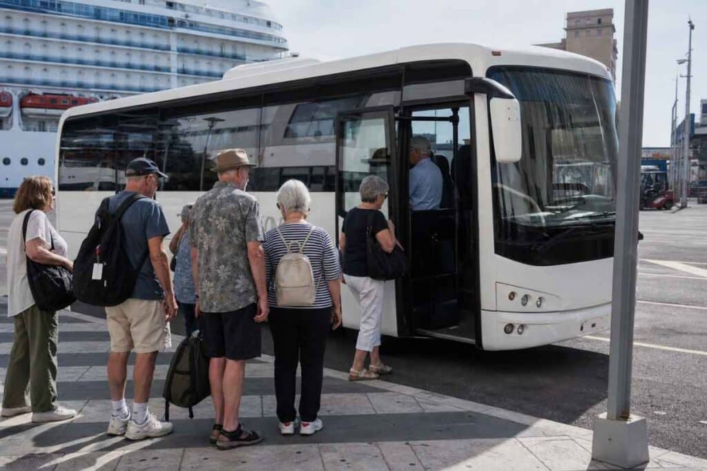Mediterranean cruise ports shuttle bus for seniors at Civitavecchia